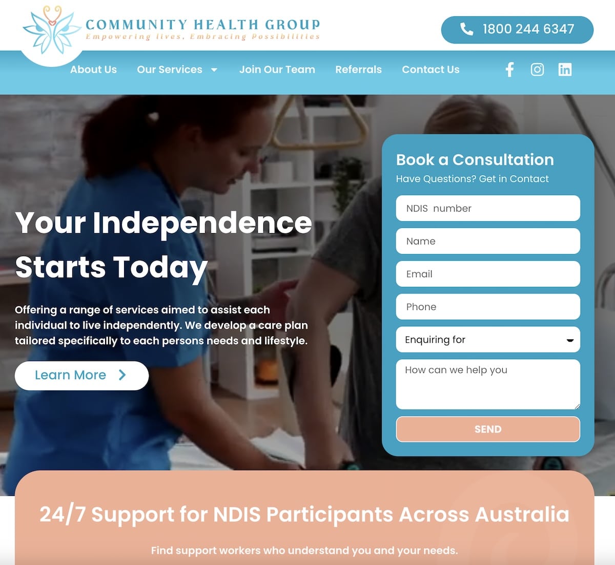 Disability support team providing participant care