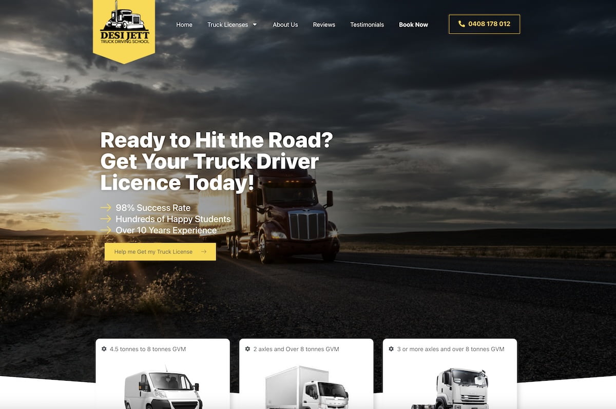 Truck driving school advertising and course enquiry example