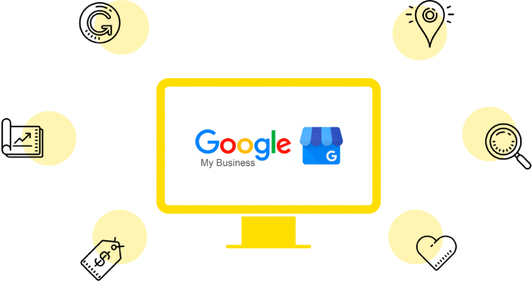 social media search and landing page illustration