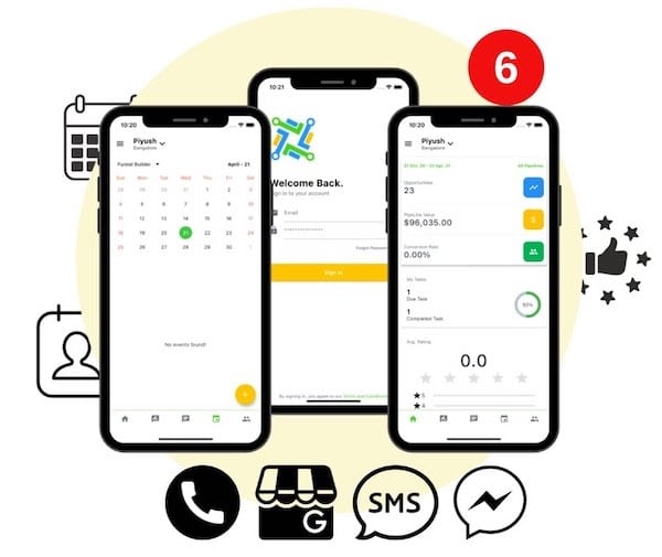 Business automation software shown on mobile and desktop devices