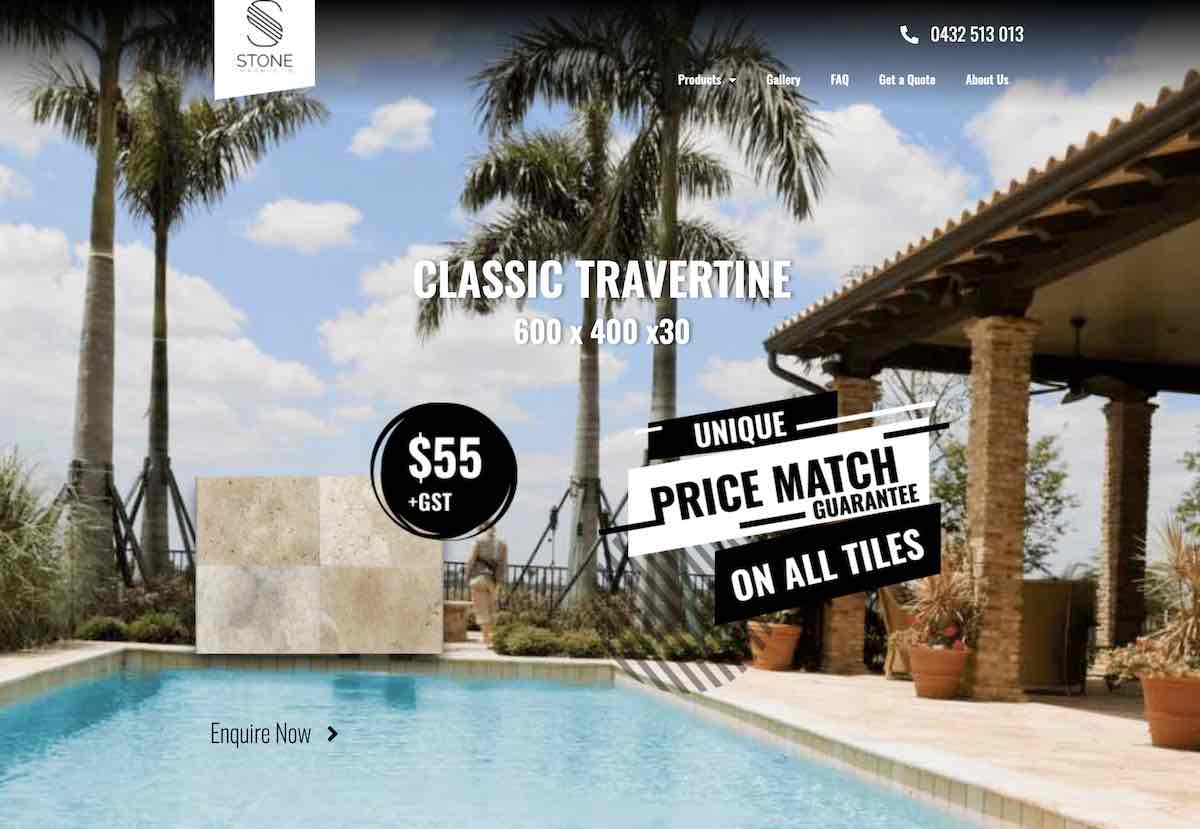 Tiling and waterproofing project website example